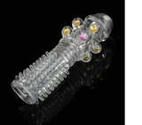 Reusable Condom Textured With Beads Extender Sleeve Penis Cover Cock Ring Dildo Sex Toys for Men
