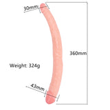 Realistic Double Ended Dildo Adult Toy Lesbian, 14.17 Inch Double Sided Dildos for Women, Waterproof Flexible Double Dong with Curved Shaft for Vaginal G-spot and Anal Play