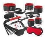9-Pieces Adult BDSM Kit with Handcuffs Ball Whip Kit Bondage Set Couple Sex Toys